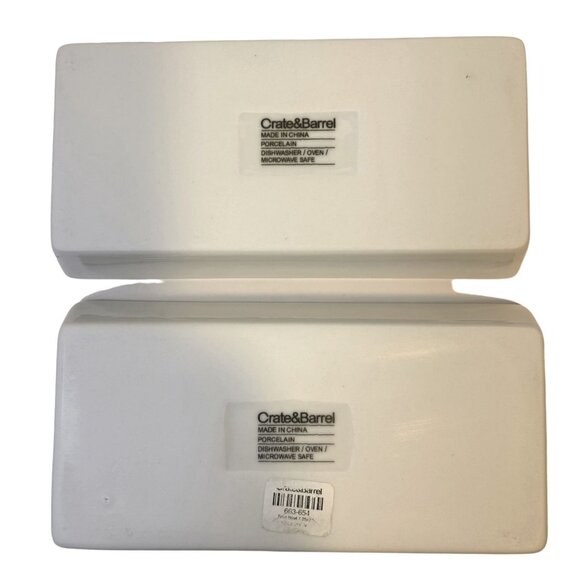 Crate & Barrel Set-2 White Porcelain Rectangular Bowls 7.25"x3.5"x1.25 VHTF - Picture 8 of 9